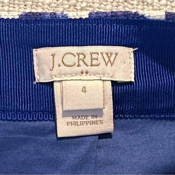 J. CREW Blue White Zig Zag Jacquard Mini Skirt Pockets Suit Career Women’s 4 - Picture 11 of 14